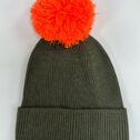 JunaydBeanie-Khaki-OrangePomPom17042302